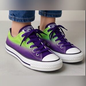 Converse Chuck Taylor All Star Green Purple Gradient Low Tops Women’s 7(B78)✨
